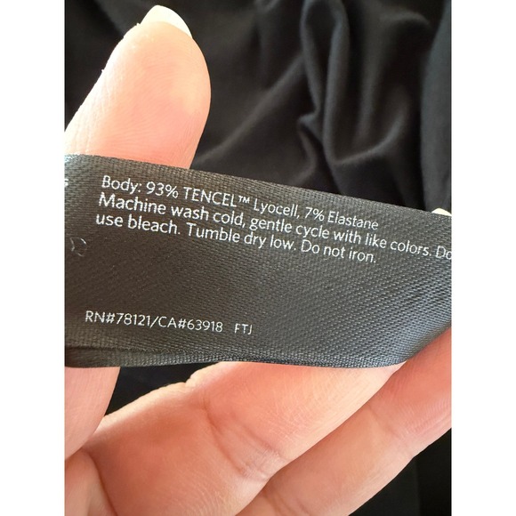 Eileen Fisher Boat Neck Tunic Dress Women Small Black Tencel Lyocell Side Slit - Picture 7 of 9